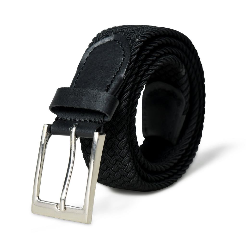 Braided Canvas & Buffalo Leather Belt | Black