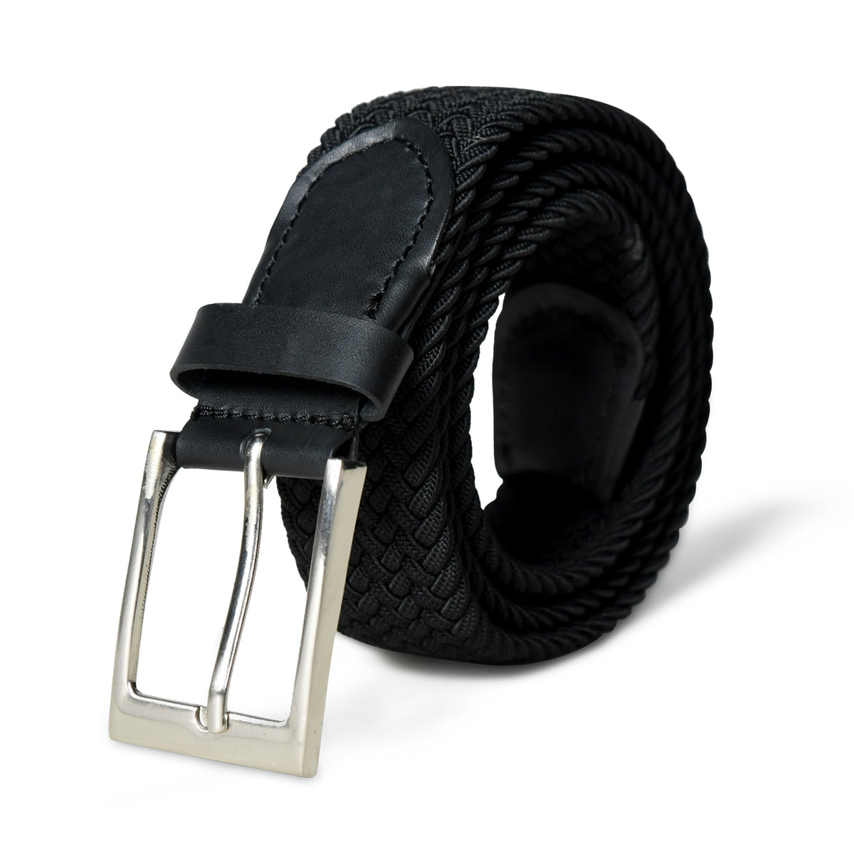 Braided Canvas & Buffalo Leather Belt | Black