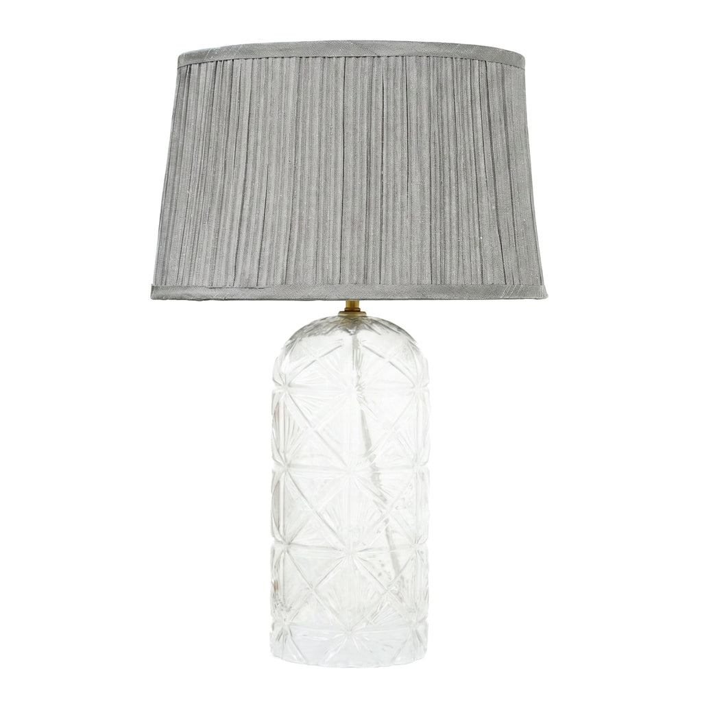 Luxora Textured Glass Table Lamp | Pleated Gray Shade