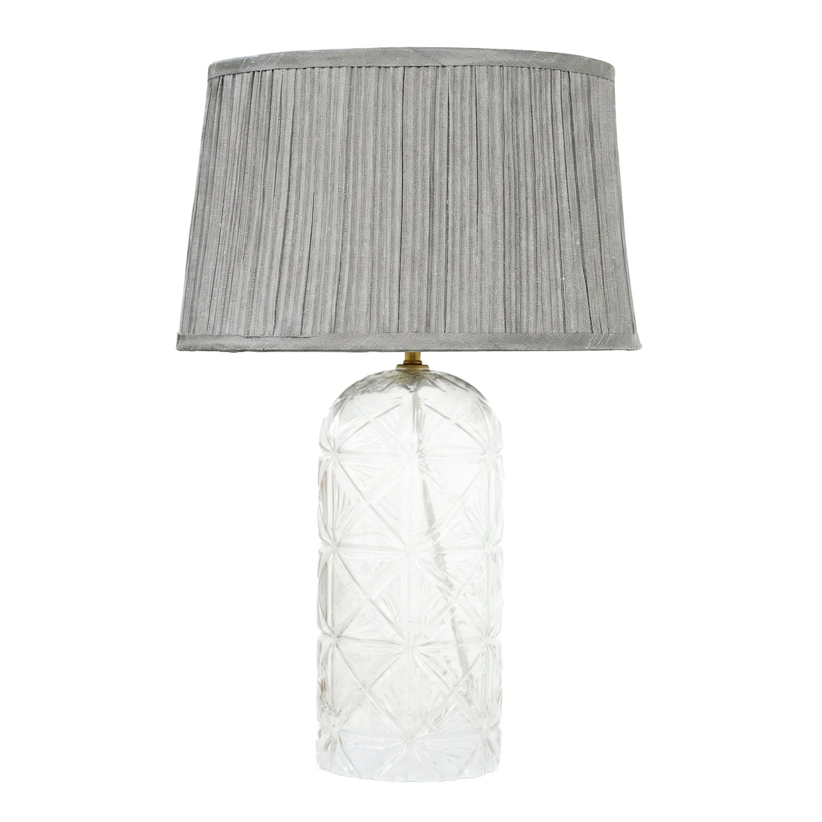 Luxora Textured Glass Table Lamp | Pleated Gray Shade