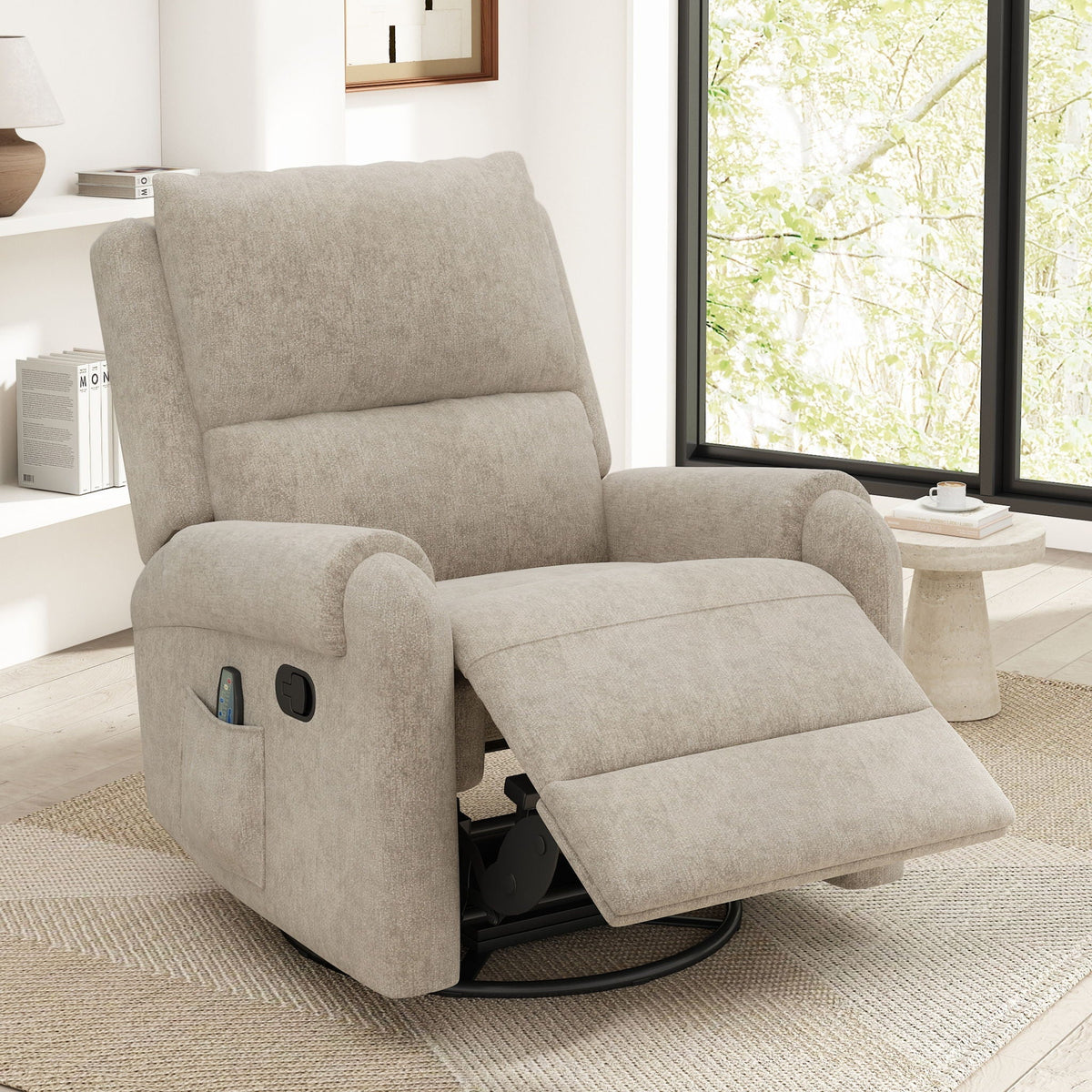 Fabric Massage Recliner | Swivel & Rocking Base