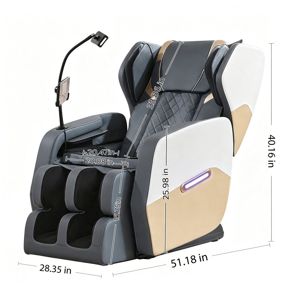 Gold+White Massage Chair Recliner with Zero Gravity and Full Body Air Pressure