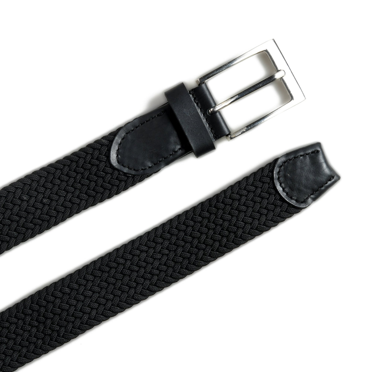 Braided Canvas & Buffalo Leather Belt | Black