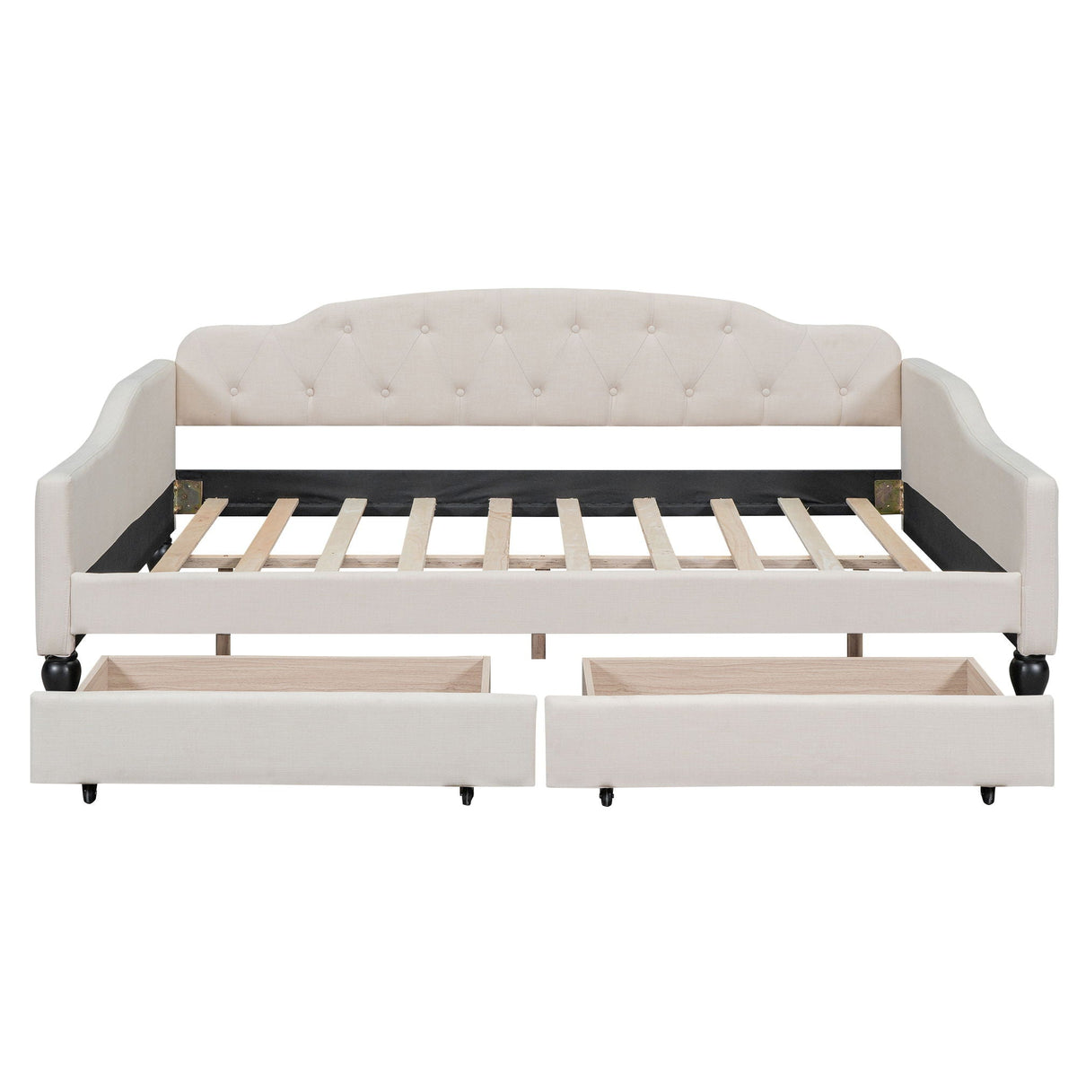 Tufted Upholstered Full-Size Daybed | Beige
