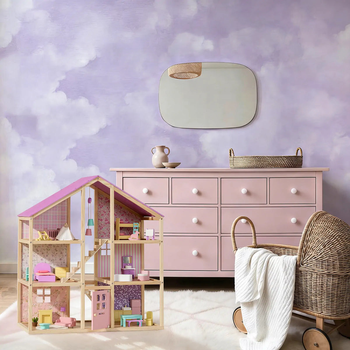 Tiny Land® Sweetwood Unicorn Dollhouse & Wooden Doll Set