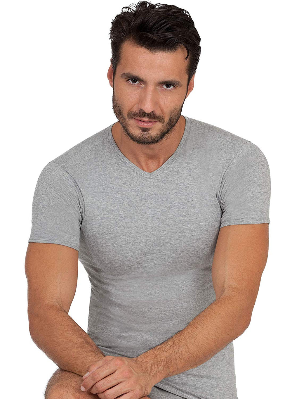BASIC COTTON Free Spirit Premium Quality 100% Cotton Men's V - Neck T-Shirt. Proudly Made in Italy (905)