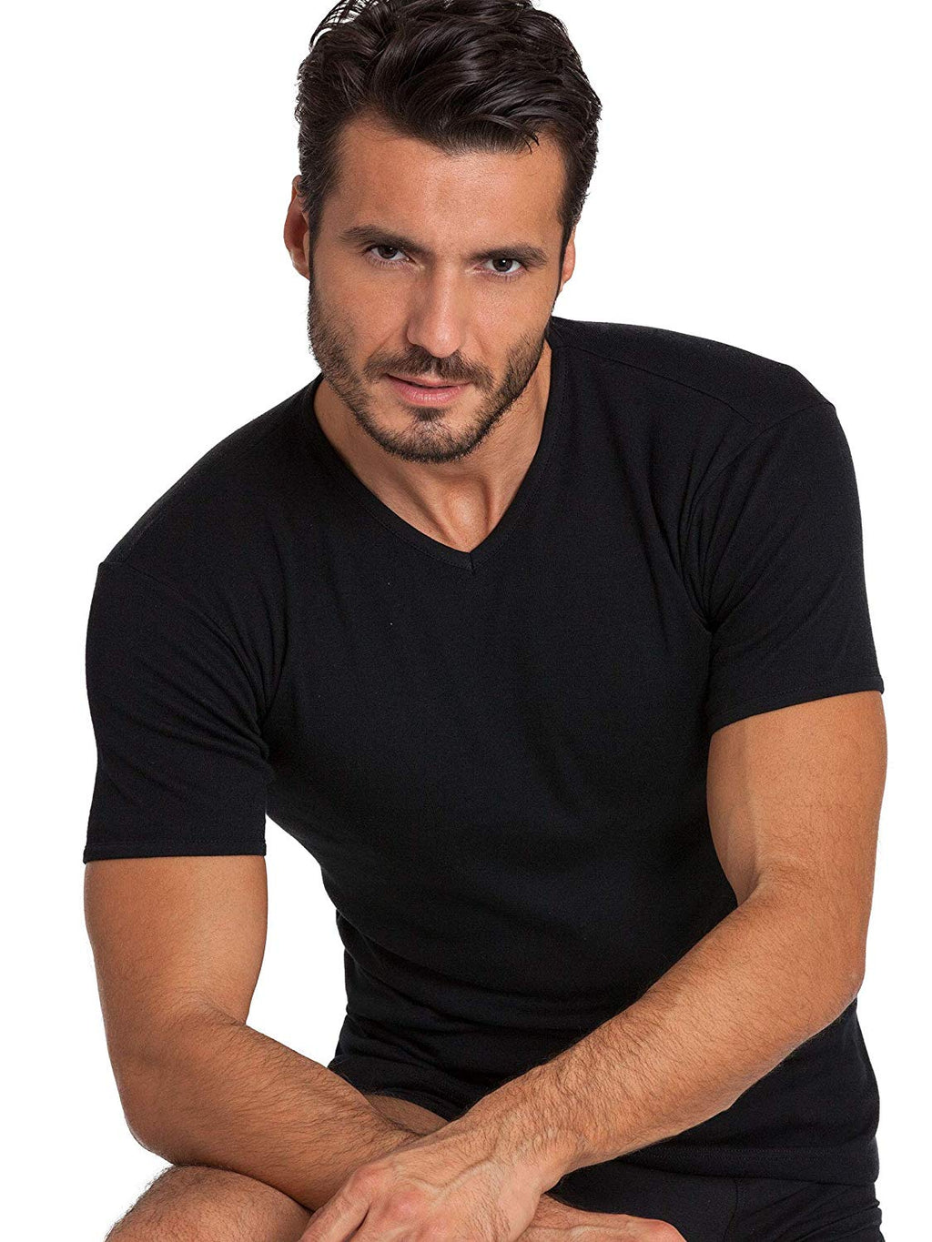 BASIC COTTON Free Spirit Premium Quality 100% Cotton Men's V - Neck T-Shirt. Proudly Made in Italy (905)