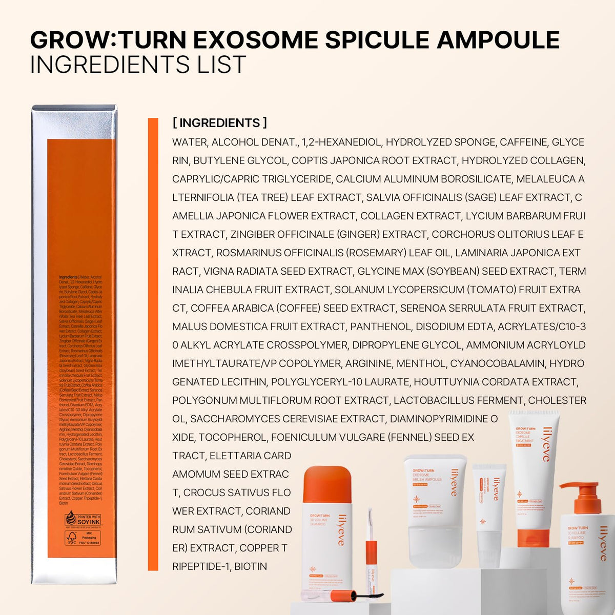 Lilyeve Grow Turn Exosome Spicule Ampoule 3000 | Deep Scalp Treatment, Hair Loss | Korean Haircare | 10ml