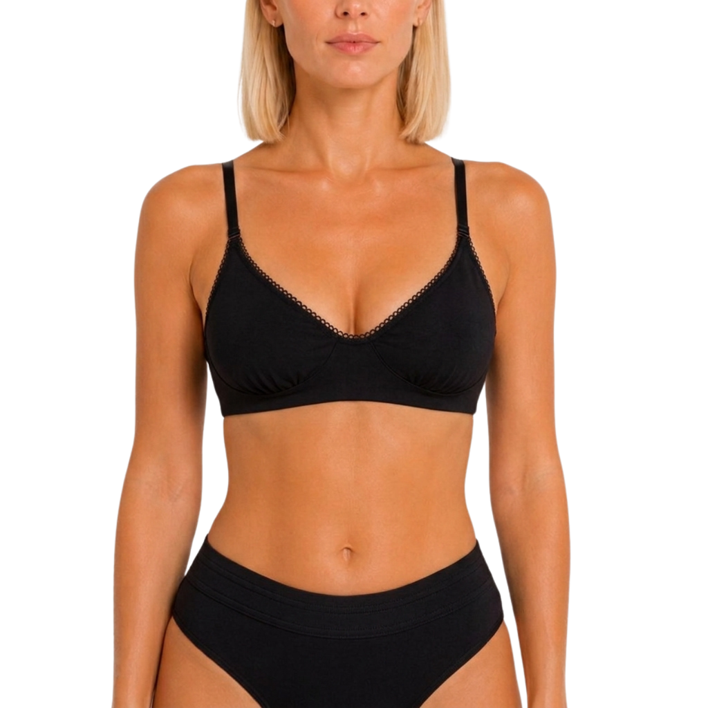 Organic Cotton Wireless Plunge Bralette
