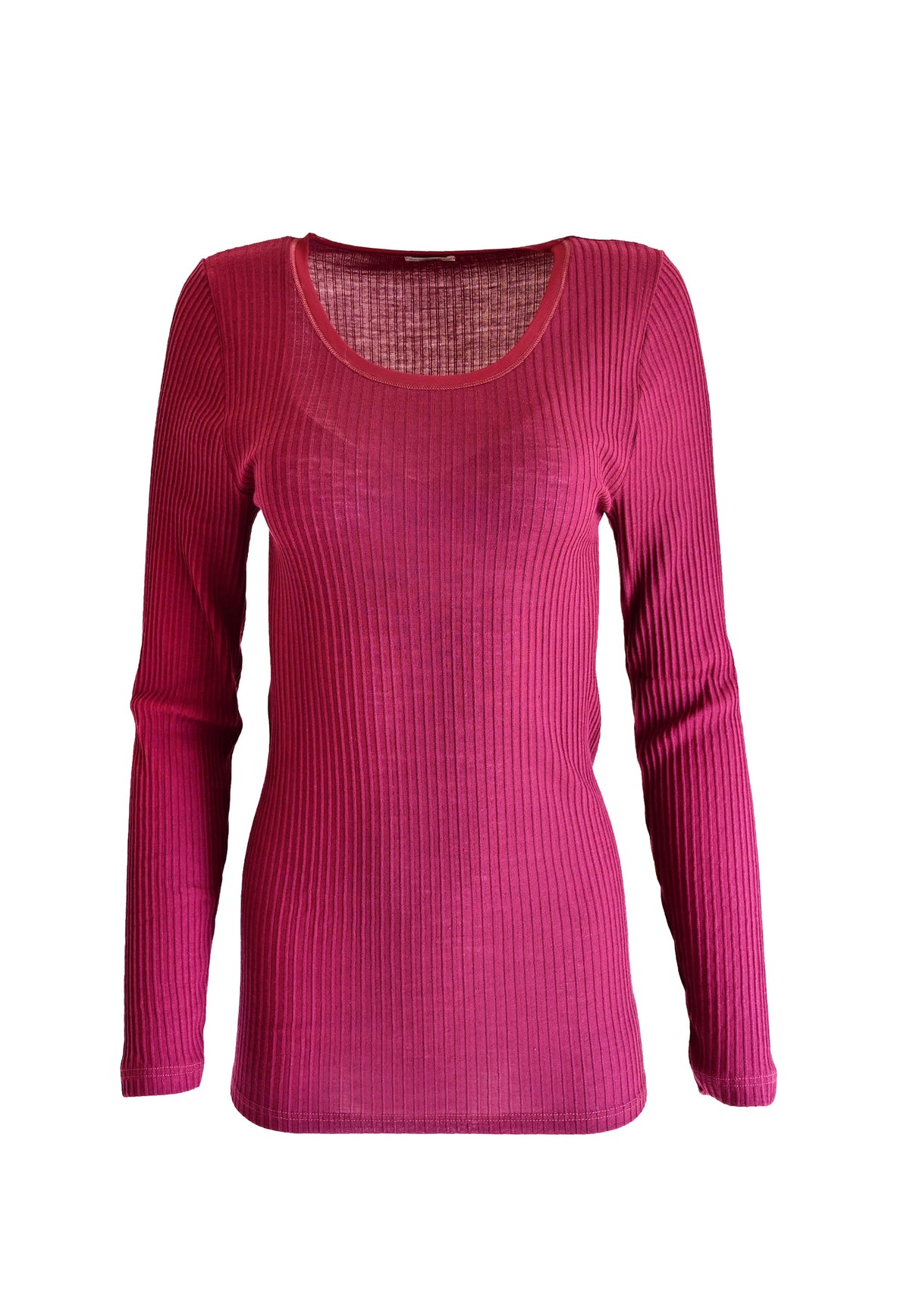 EGi Women's Merino Wool Blend Long Sleeve Top with Tulle Trim | Made in Italy