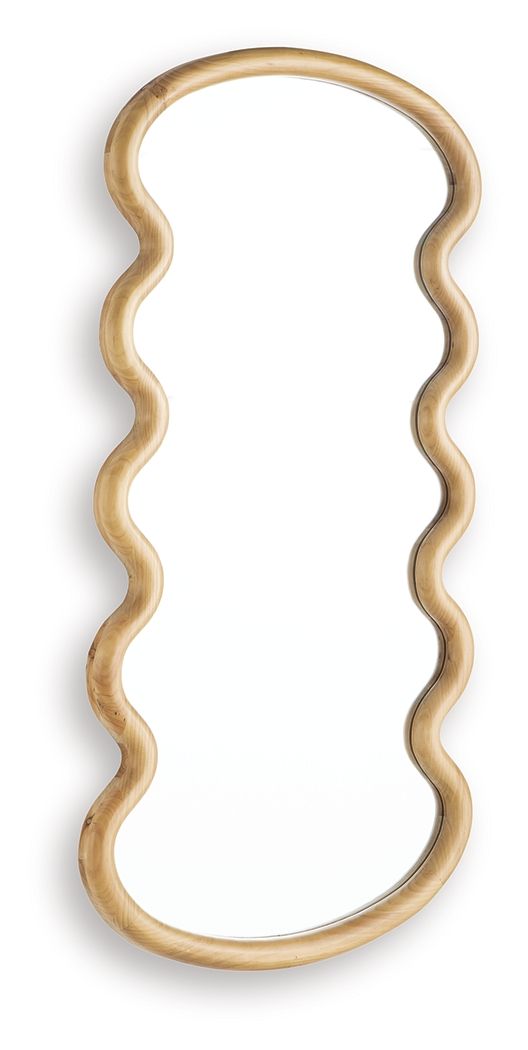 Serendis Wavy Wood Accent Mirror | Brown