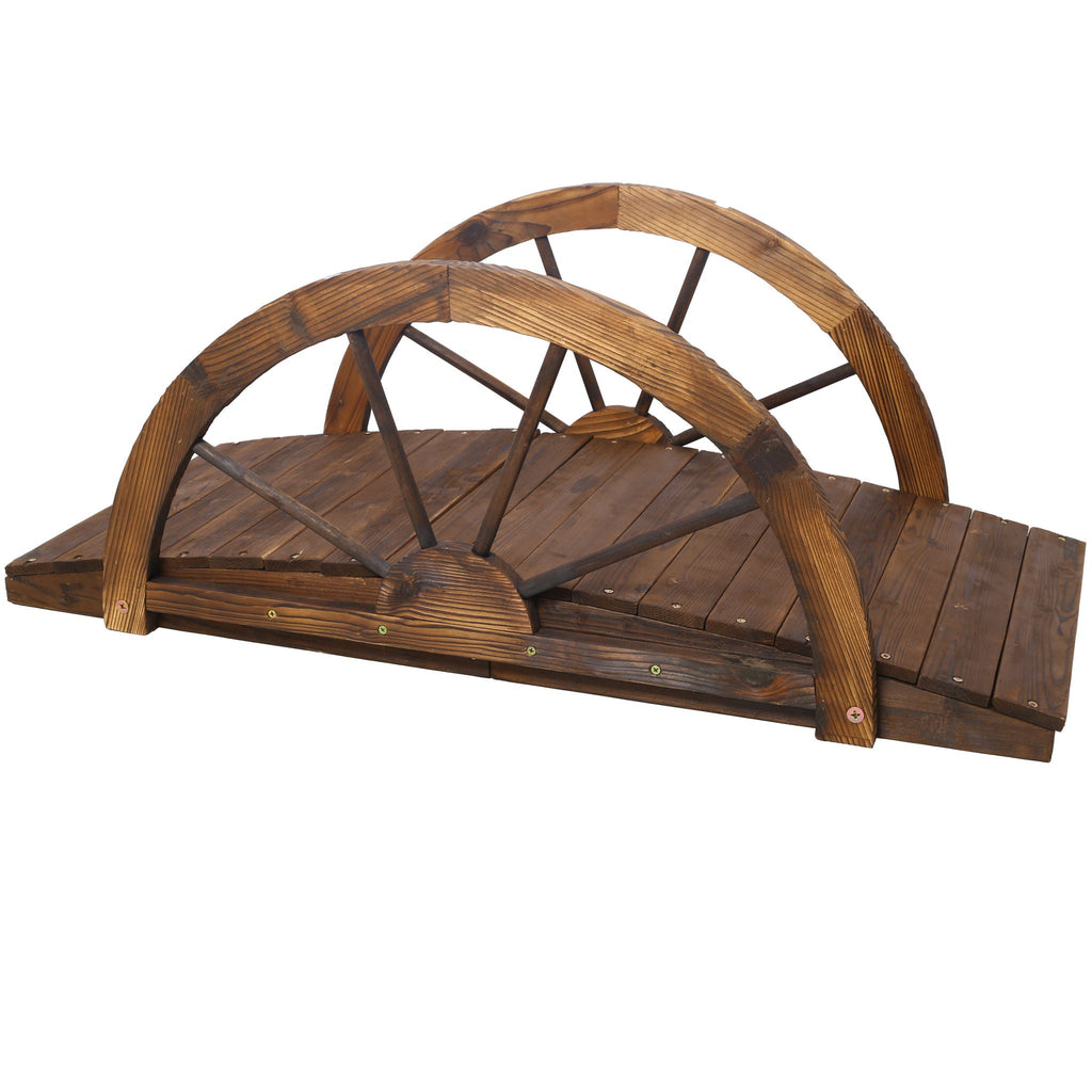 Arched Fir Wood Garden Bridge | Brown