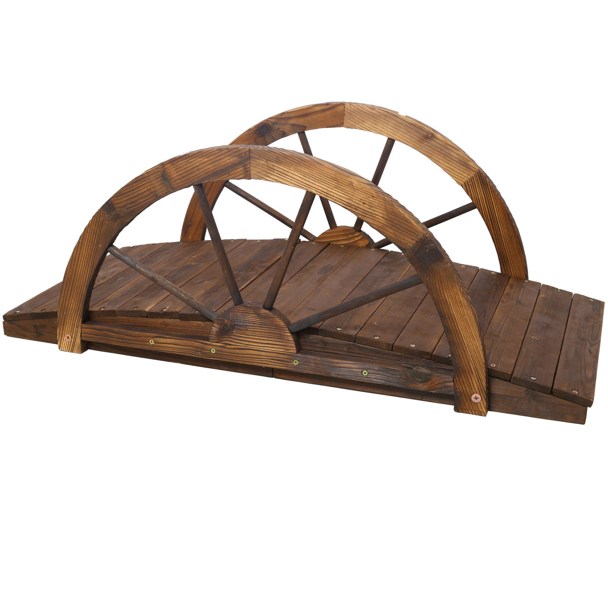 Arched Fir Wood Garden Bridge | Brown