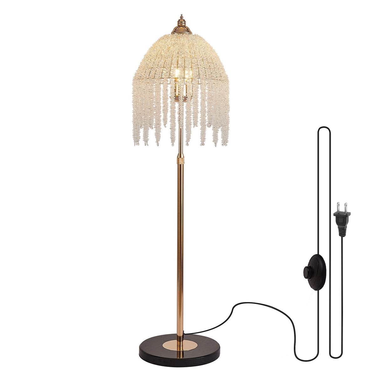 Gold Waterfall Beaded Floor Lamp
