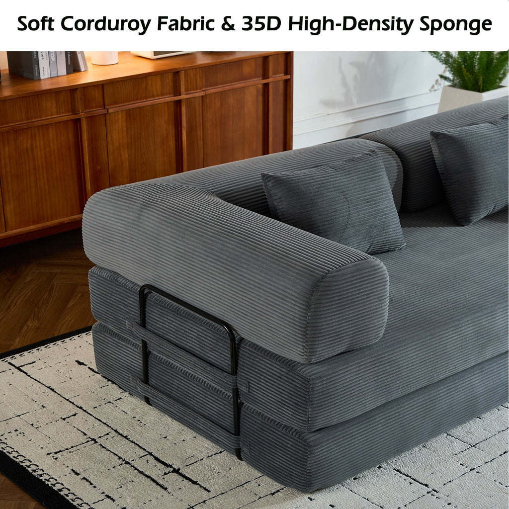 Convertible Floor Sleeper Sofa with Cylindrical Pillow