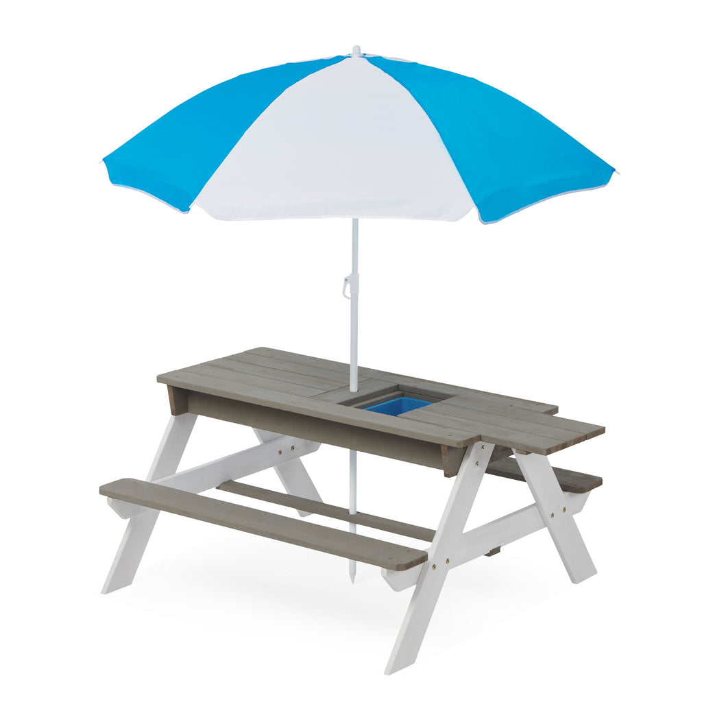 Cedar Kids’ Picnic & Sand-and-Water Table with Umbrella