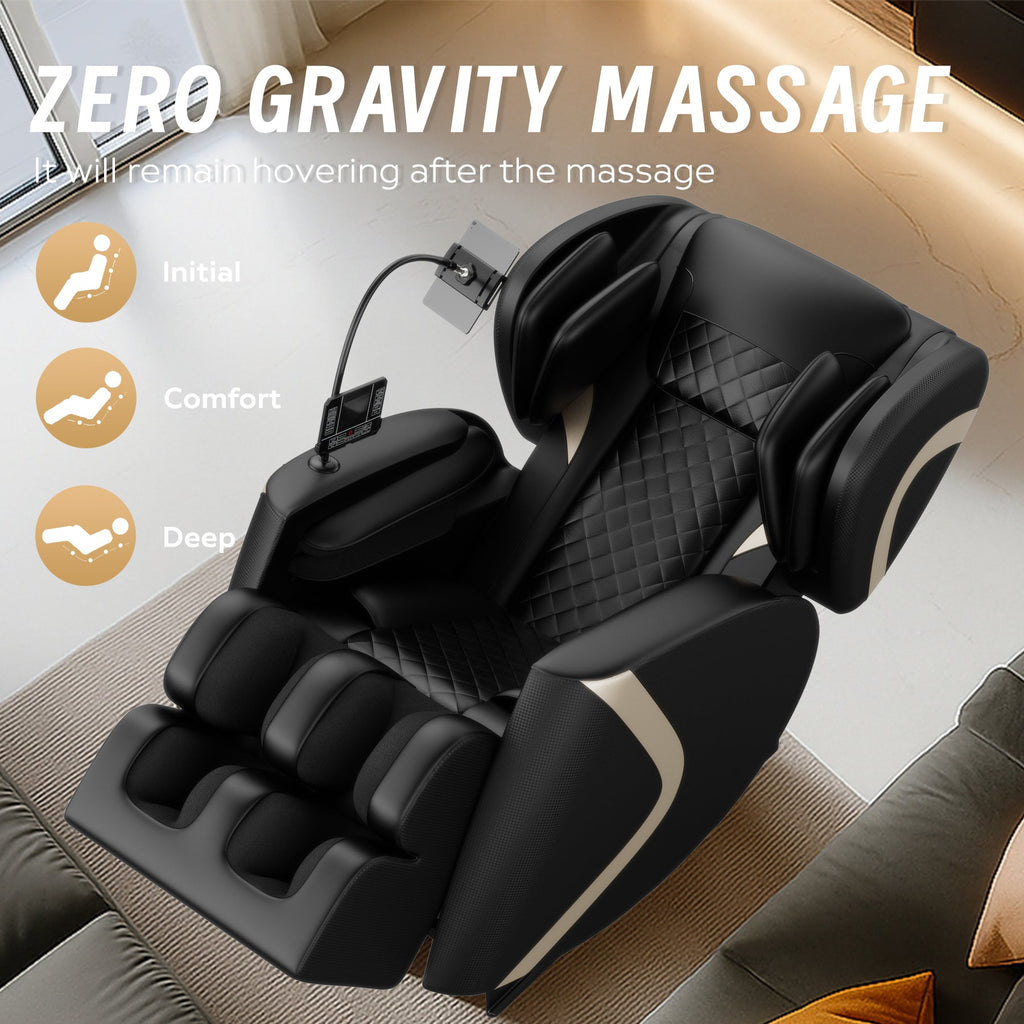 Massage Chair Recliner with Zero Gravity and Full Body Air Pressure - Black