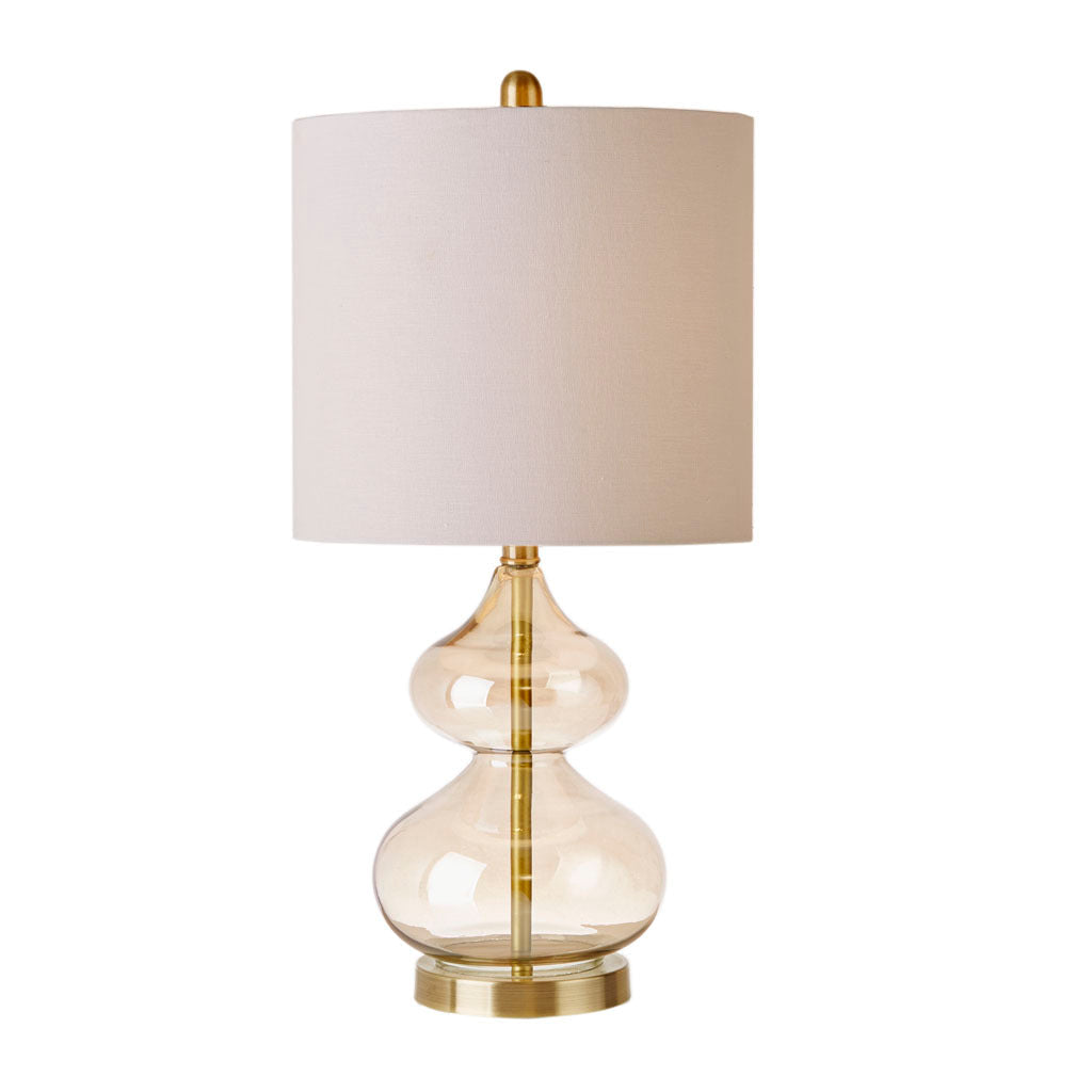 Ellipse Curved Glass Table Lamp Set of 2 with Gold Base - White