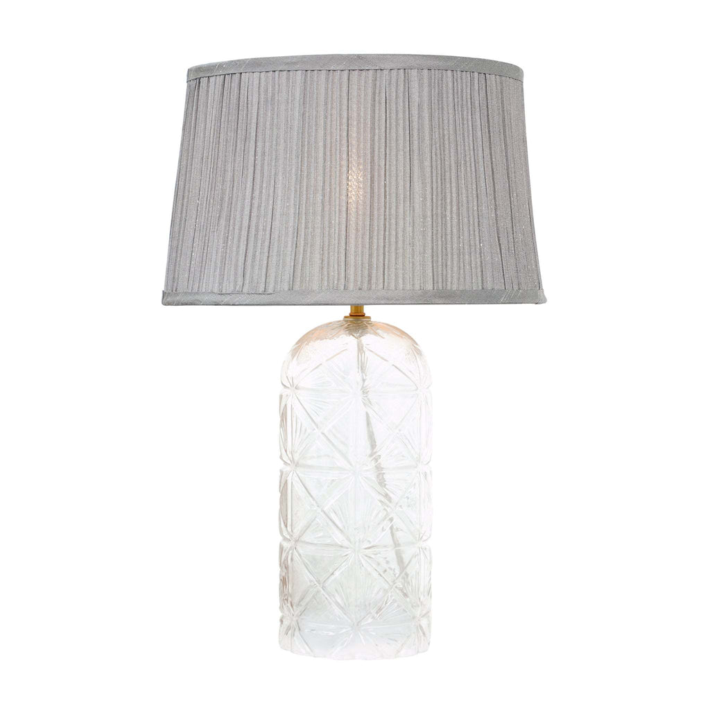 Luxora Textured Glass Table Lamp | Pleated Gray Shade