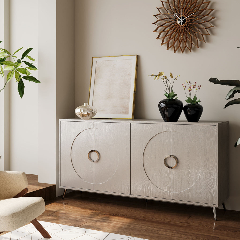Lacquered Four-Door Sideboard with Adjustable Shelves