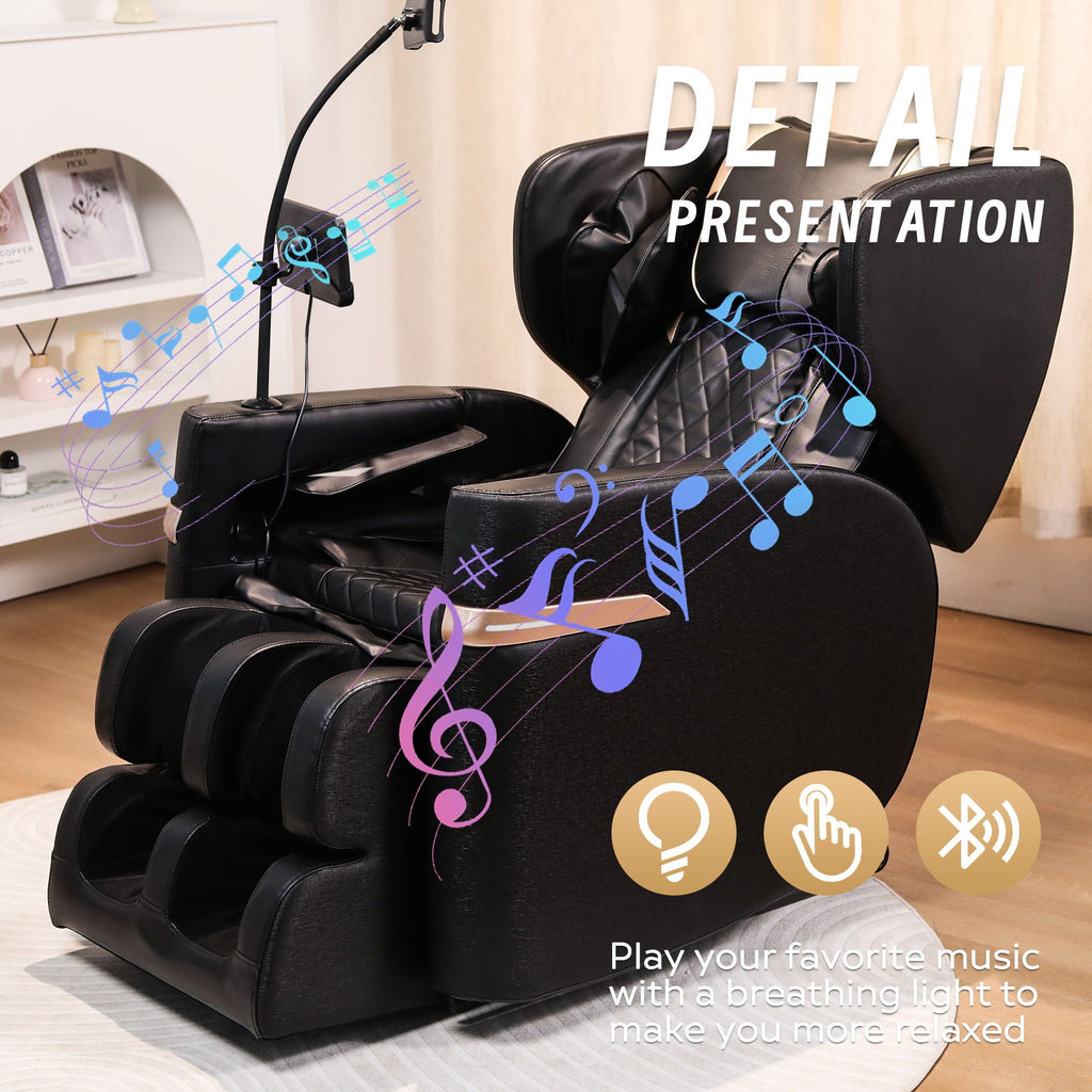 Zero-Gravity Massage Chair with Heated Footrest | Black