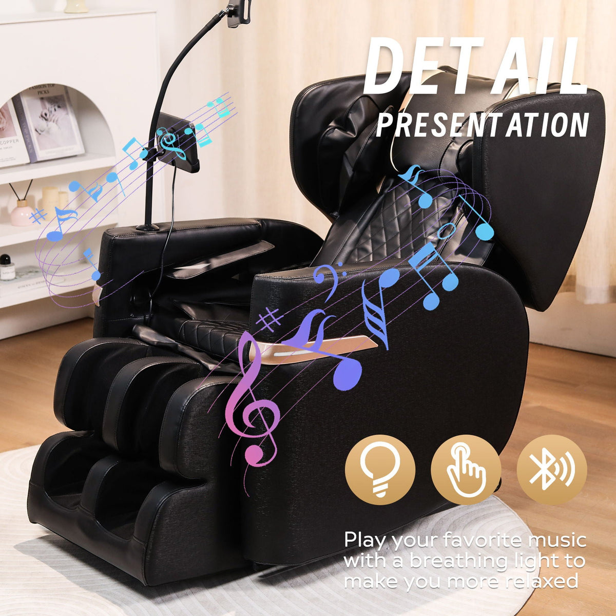 Zero-Gravity Massage Chair with Heated Footrest | Black