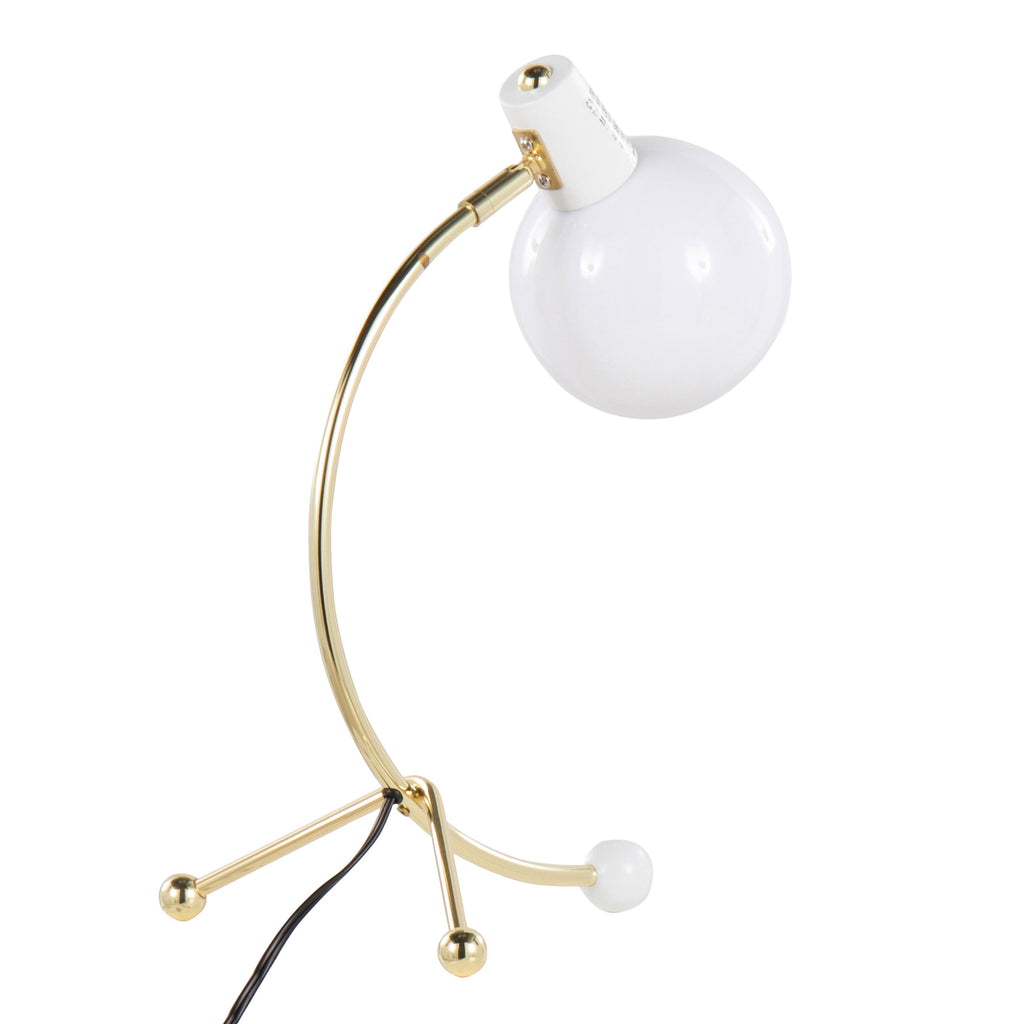Eileen Contemporary Task Lamp with Adjustable Neck - Gold Metal and White Shade