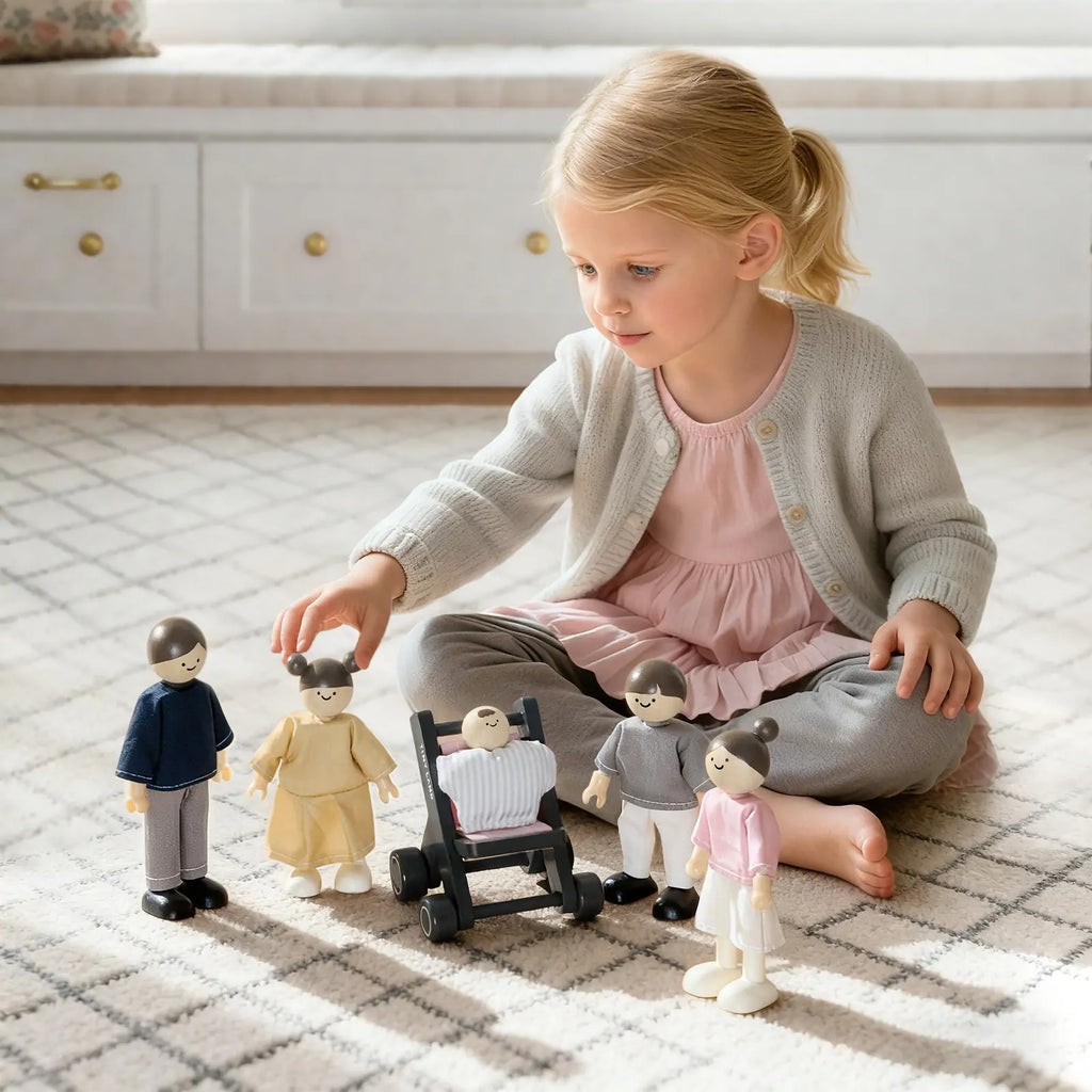 Tiny Land® Sweetwood Edge Black Dollhouse, Garage & Dolls Bundle