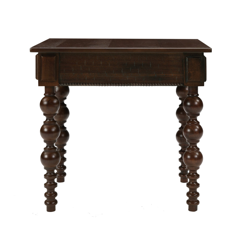 Solid Wood End Table with Drawer in Espresso Finish