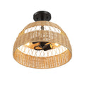 Woven Rattan Semi-Flush Ceiling Light | Black