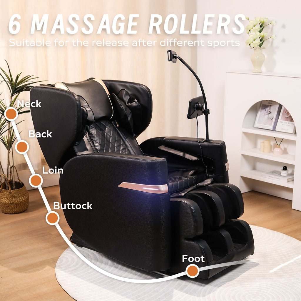 Zero-Gravity Massage Chair with Heated Footrest | Black