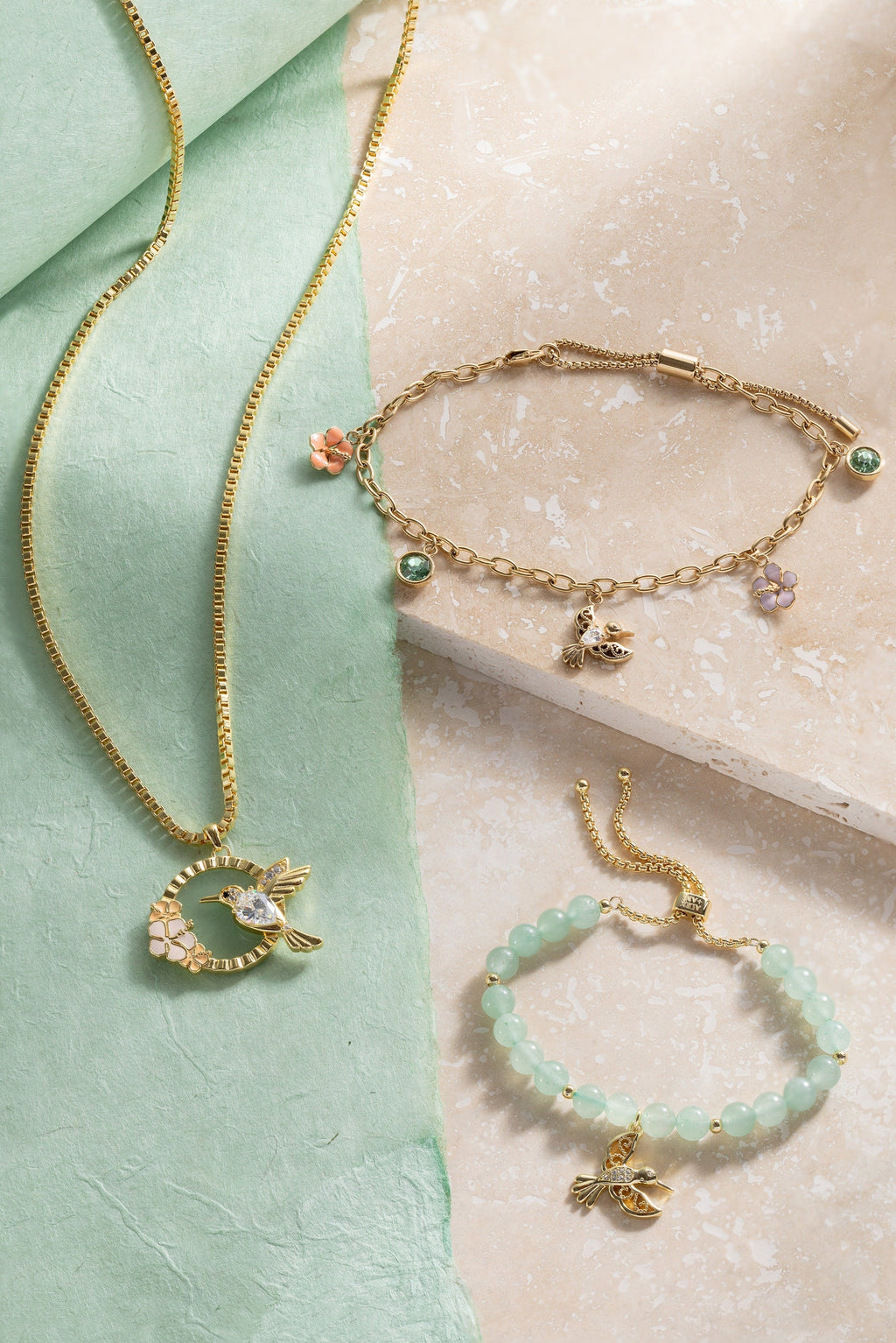 Hummingbird Multicharm Adjustable Anklet