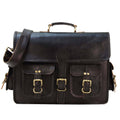 Vintage Full-Grain Leather Laptop Messenger Bag | Black
