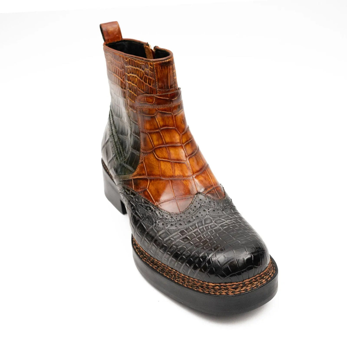 Multicolor Crocodile Leather Chelsea Boots
