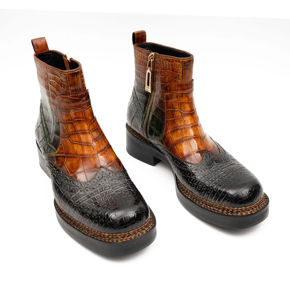 Multicolor Crocodile Leather Chelsea Boots