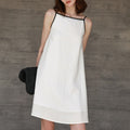 Tencel Linen Strap Dress White Short Dress for Women Summer Cross-color Casual Cotton Linen Vest Dress