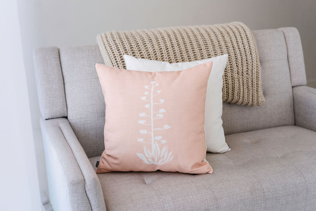 Agave Bloom Pink Linen Pillow, College Student Gift, Christmas Gift, Mother's Day Gift