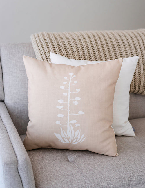 Agave Bloom Throw Pillow — Clay Brown Linen | Auré lines + spaces