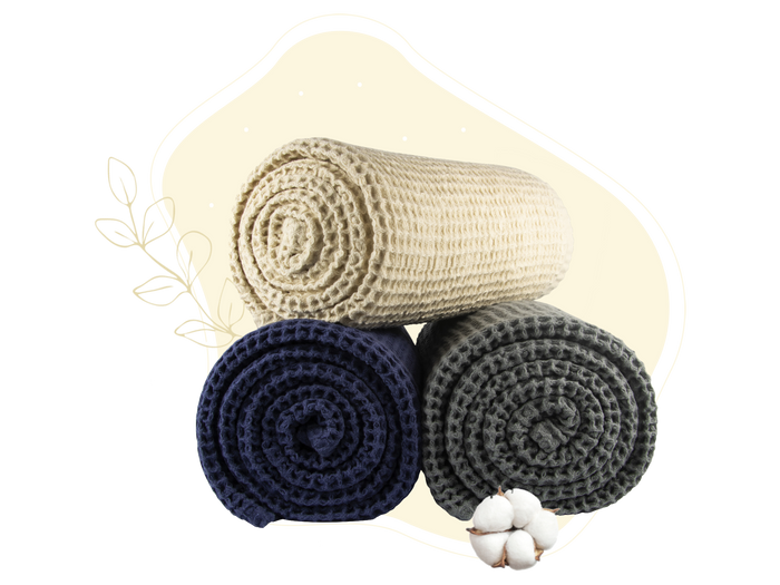 Organic Cotton Waffle Weave Throw Blanket