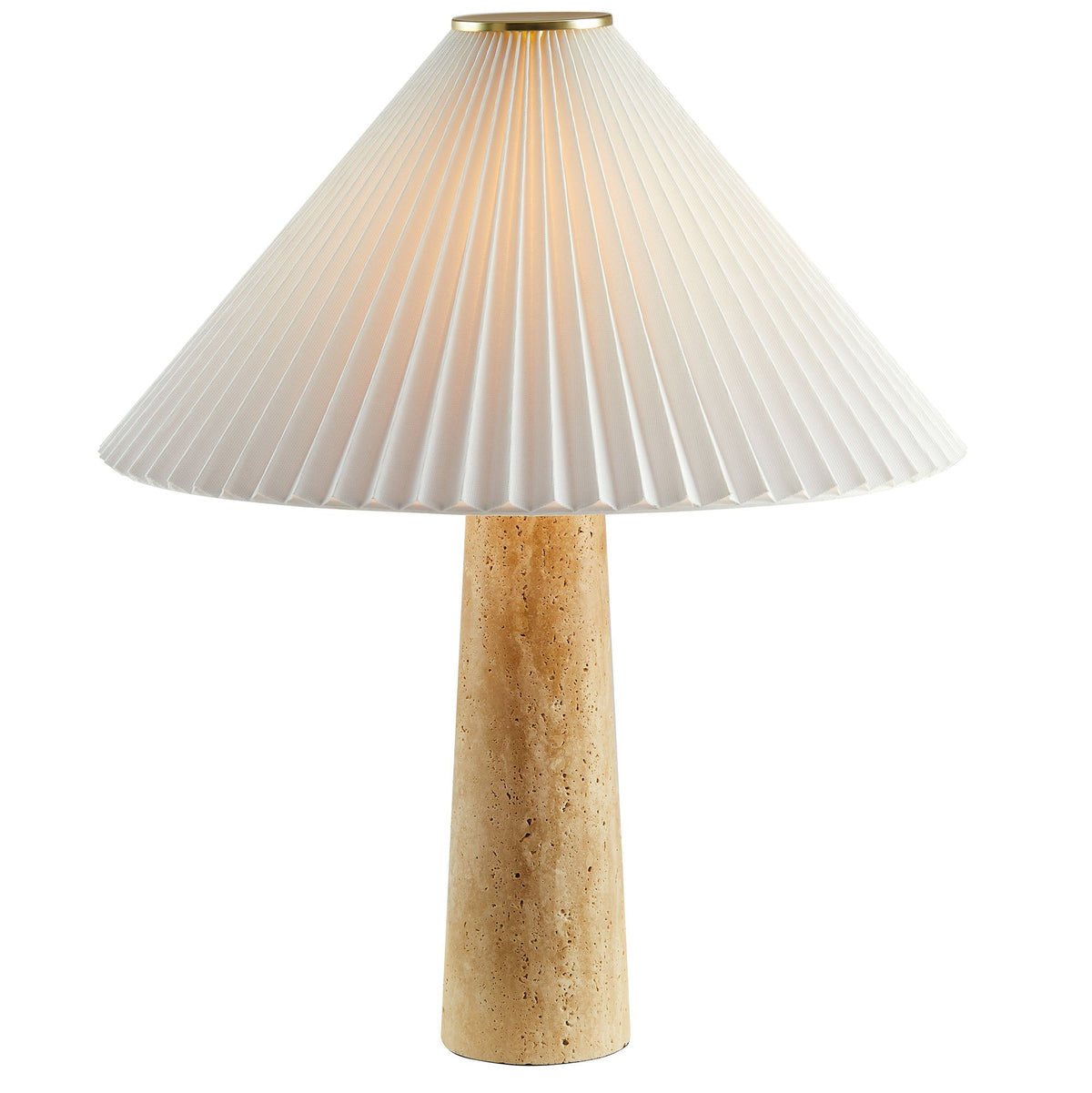 Cove Travertine Table Lamp With Pleated Shade by Modway