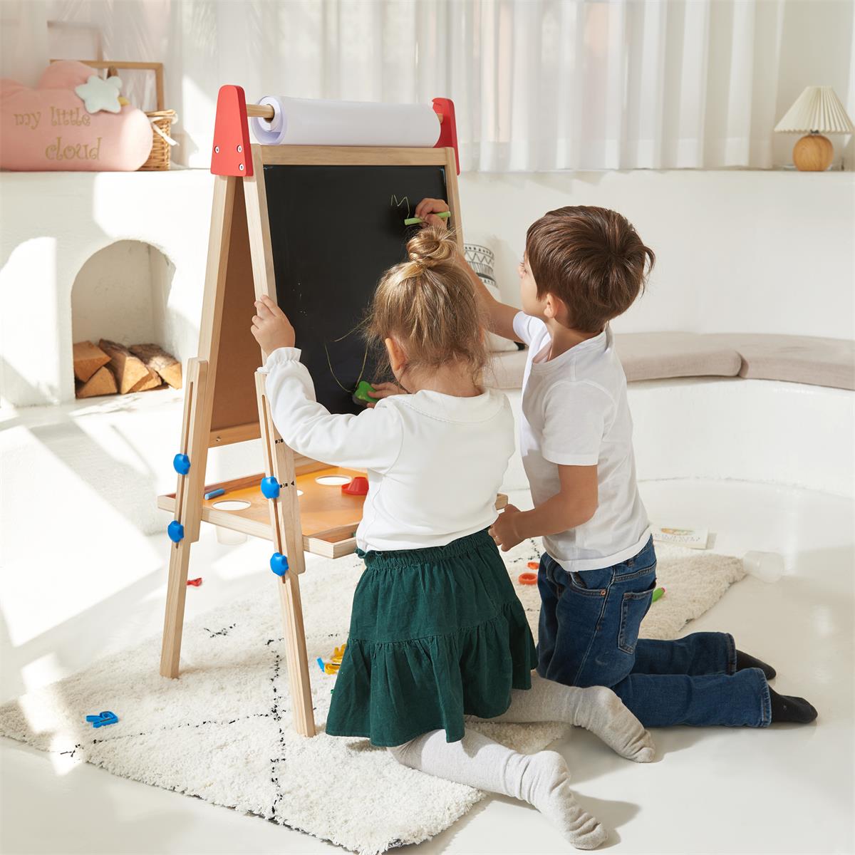 Tiny Land® 3-in-1 Wooden Art Easel & Paper Roll Bundle
