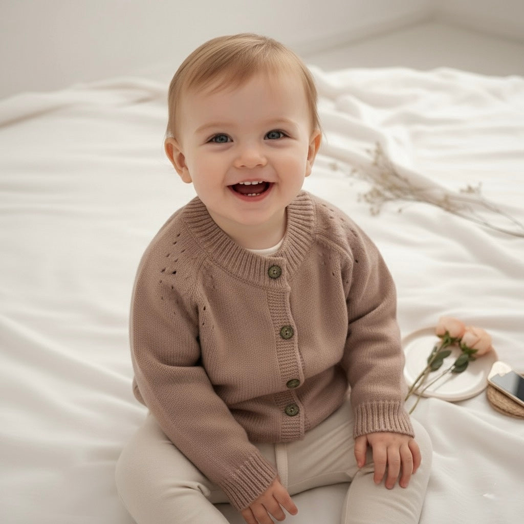 Kids Organic Cotton Cardigan | Cloud-Soft, Hypoallergenic, Made in Peru | Sizes 1T-4T