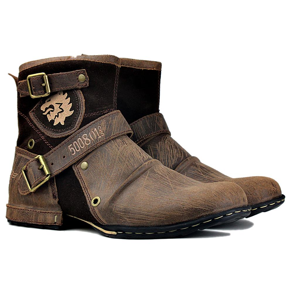 OSSTONE Leather Stitch-Detail Ankle Boots | Light Brown
