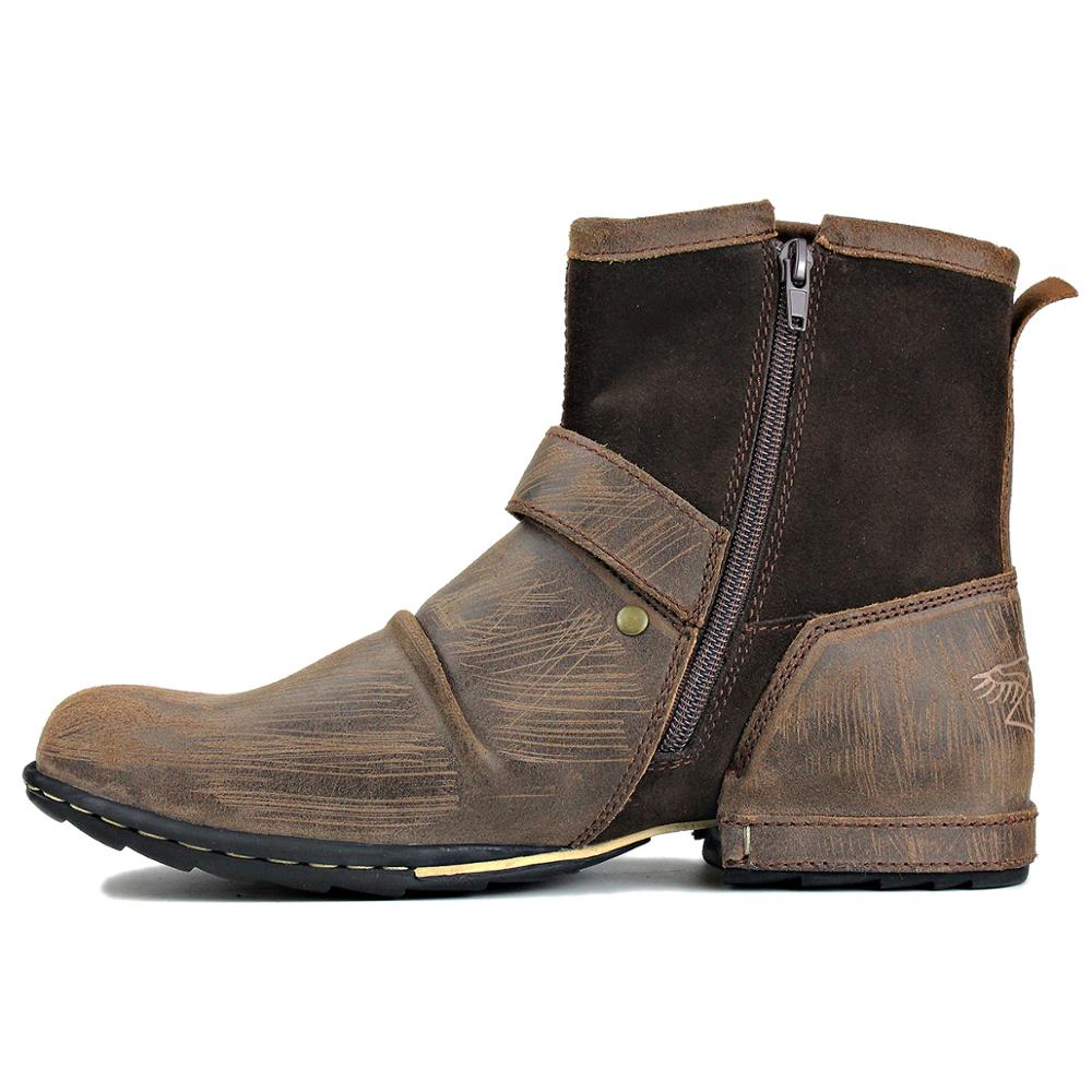 OSSTONE Leather Stitch-Detail Ankle Boots | Light Brown