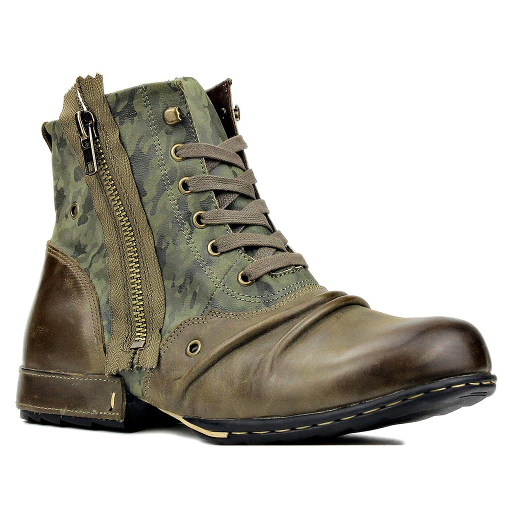 OSSTONE Vintage Leather Chukka Boots | Green