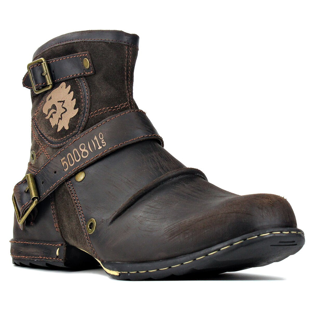 OSSTONE Vintage Leather Chukka Boots | Dark Brown