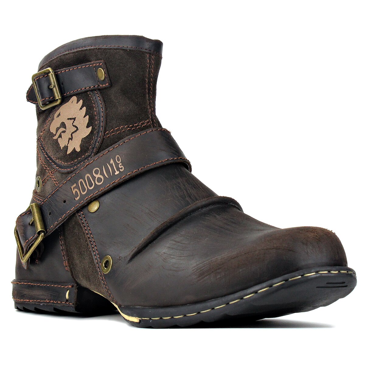 OSSTONE Vintage Leather Chukka Boots | Dark Brown
