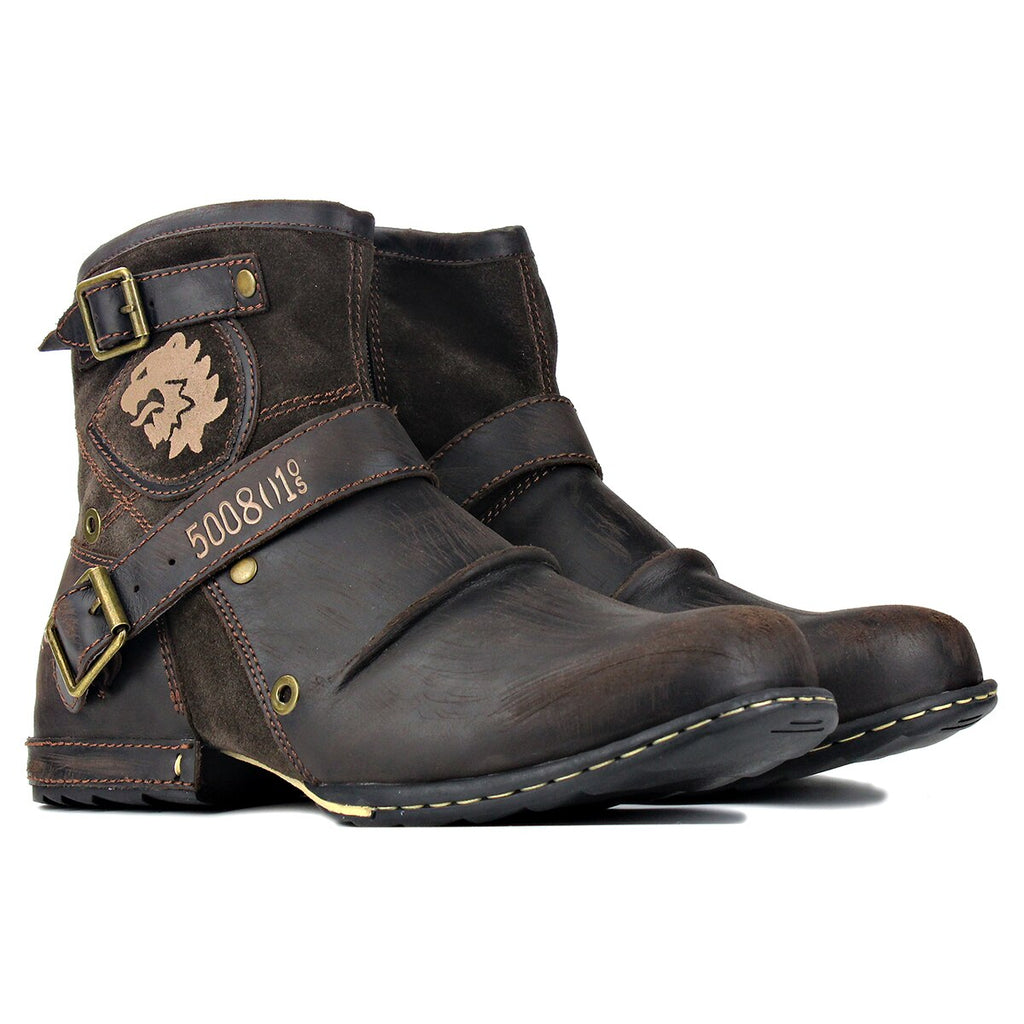 OSSTONE Vintage Leather Chukka Boots | Dark Brown