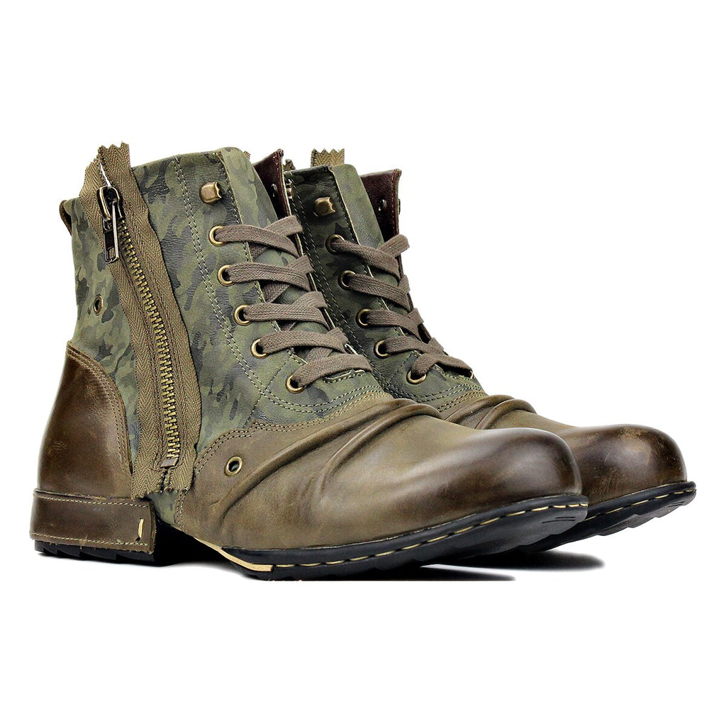 OSSTONE Vintage Leather Chukka Boots | Green