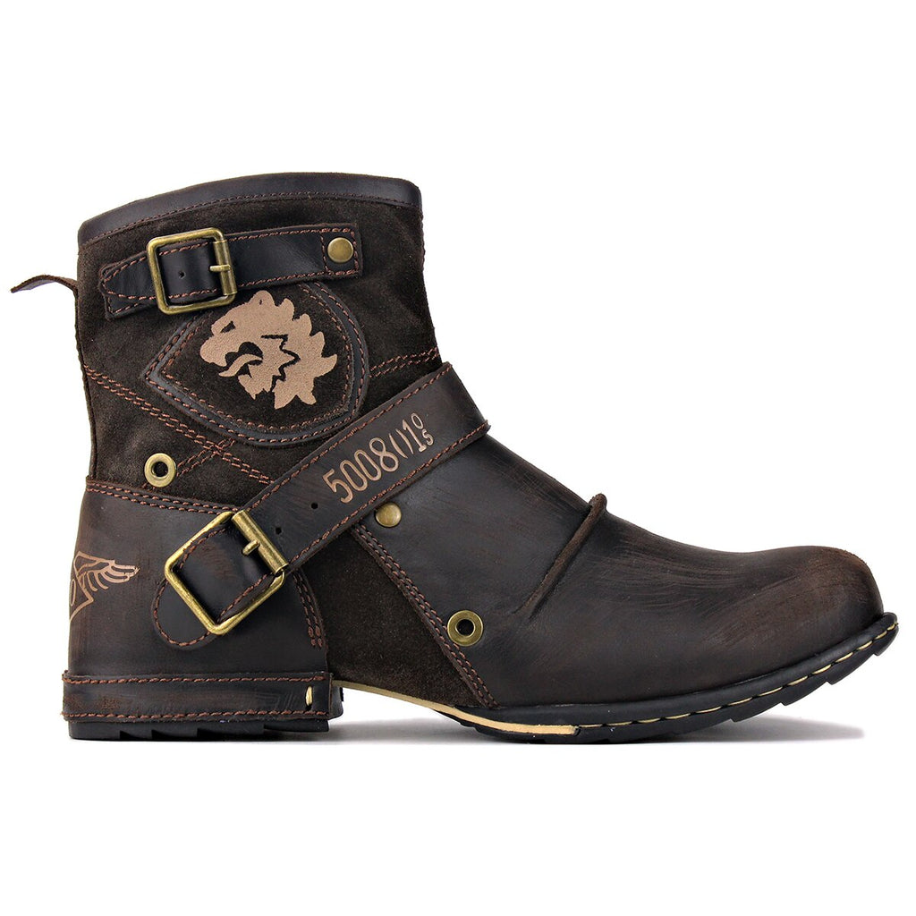 OSSTONE Vintage Leather Chukka Boots | Dark Brown